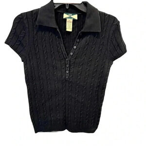 525 America Revolve Brand Women’s Cable Knit Polo Sweater Size M Black